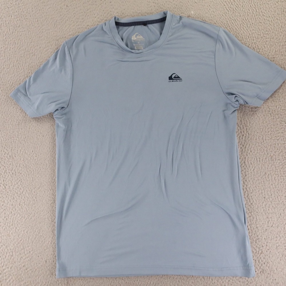 Quiksilver Shirt Mens M Blue Logo Polyester Short Sleeve